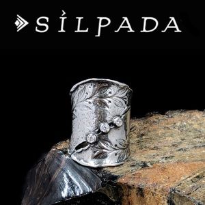 Silpada Retired Sterling Silver Natures Majesty CZ Wide Band Ring
